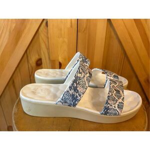 Joybees Sandal Women's Size 10 Slip-on Graphic Bone Snakeskin Two Band Shoes